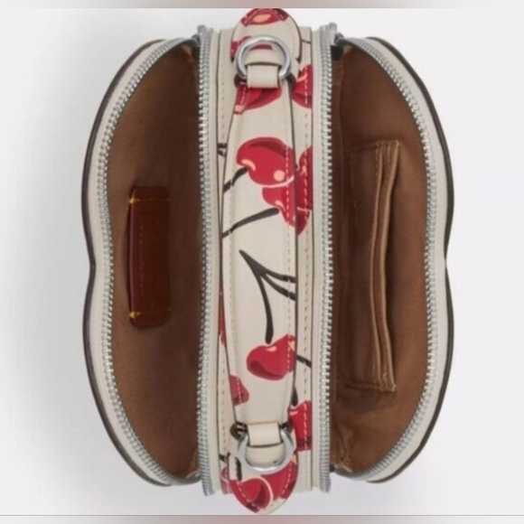 Coach Heart-Shaped Cherry Print Bag - Cream and Red - Picture 3 of 8